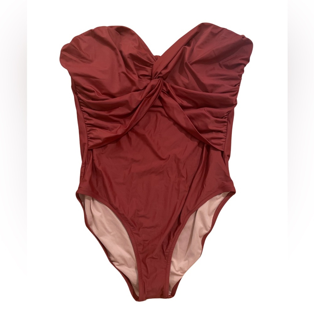 NWOT JCREW twist-front bandeau one-piece swimsuit- no straps size 16